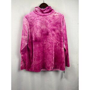 Women’s Rachel Roy 1X Light & Dark Pink Long Sleeve Velvet Turtleneck